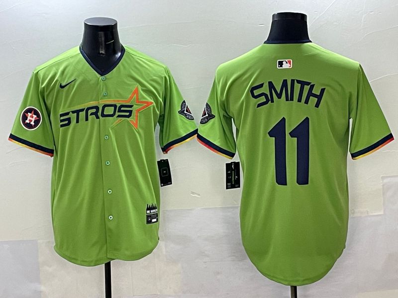 Men Houston Astros 11 Smith Green three generations Joint Name 2025 Nike MLB Jersey style 9